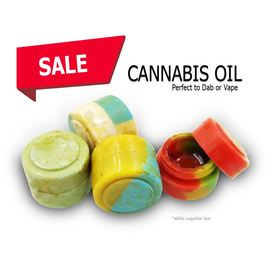 Cannabis oil sale banner, highlighted for dabbing and vaping use